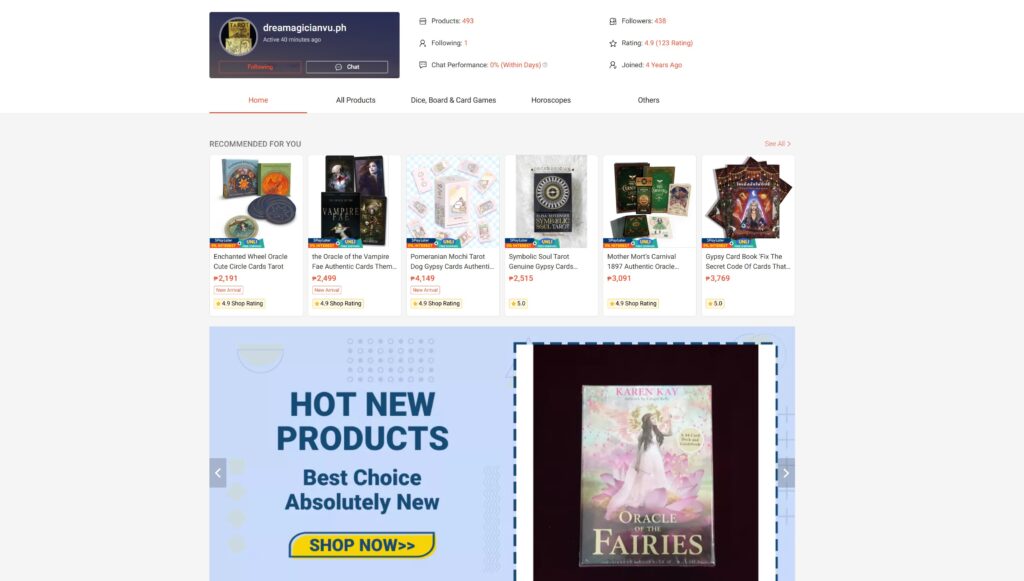 A screencap of Dreamagicvu.ph Shopee store