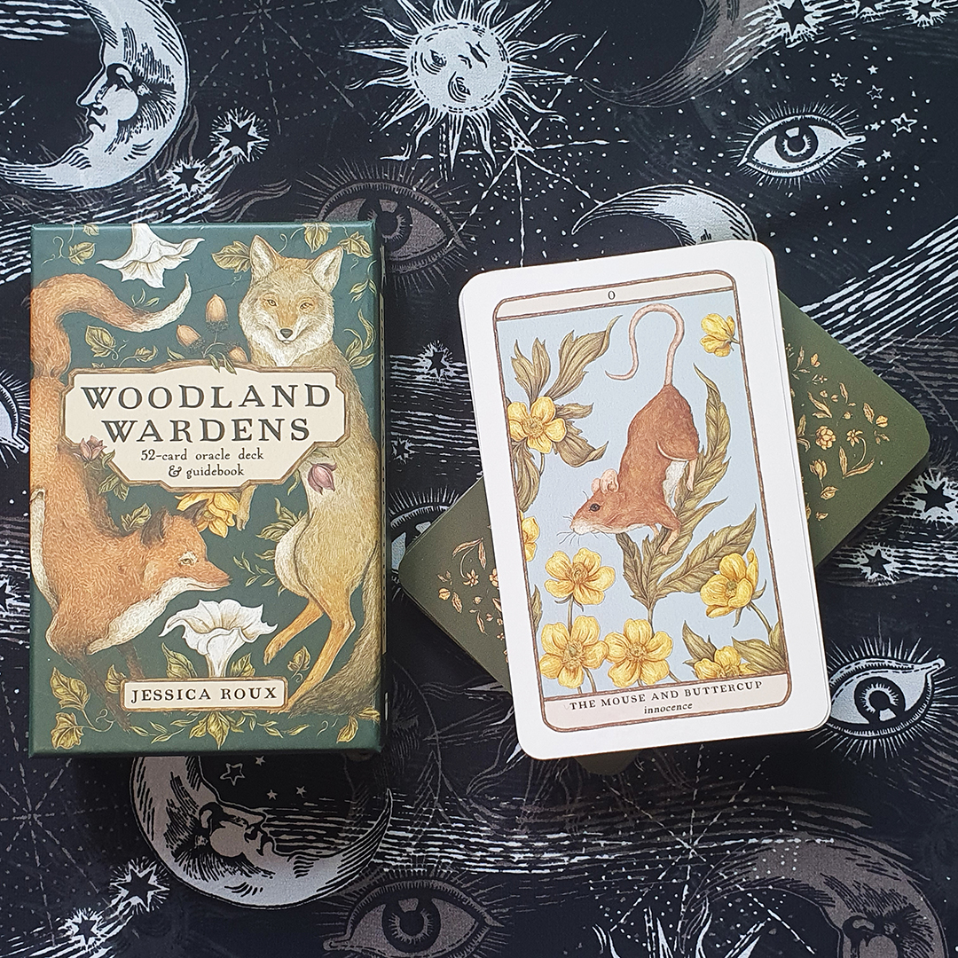 A photo of the Woodland Wardens oracle deck box and cards