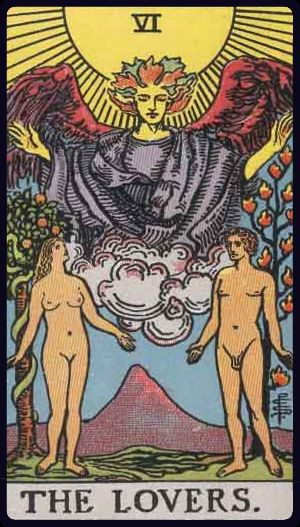 The Lovers card from the Rider Waite Smith deck
