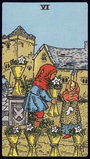 The Six of Cups from the Rider Waite Smith Tarot