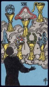 the seven of cups from the rider waite smith tarot