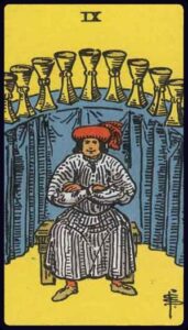 the nine of cups from the rider waite smith tarot