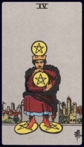 four of pentacles from the rider waite smith tarot