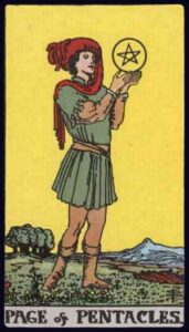 the page of pentacles from the rider waite smith tarot