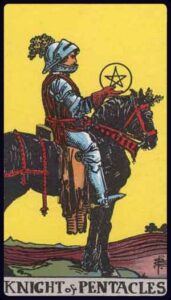 the knight of pentacles from the rider waite smith tarot
