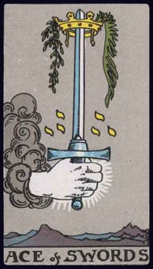 The Ace of Swords from the Rider Waite Smith Tarot