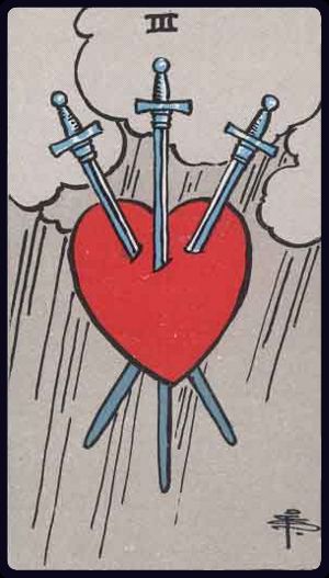 three of swords from the rider waite smith tarot