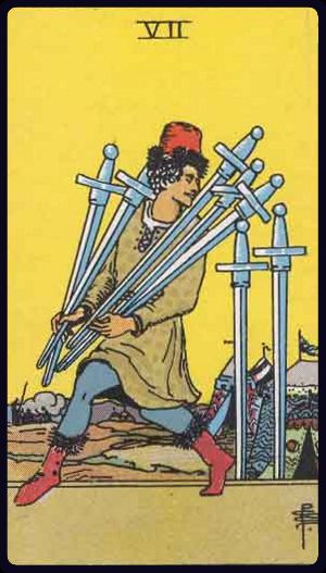 seven of swords from the rider waite smith tarot