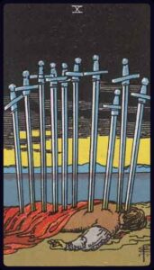 ten of swords from the rider waite smith tarot
