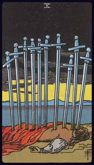 ten of swords from the rider waite smith tarot