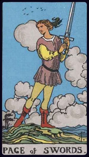 page of swords from the rider waite smith tarot