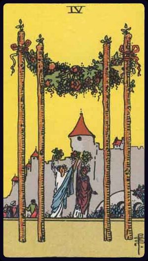 four of wands from the rider waite smith tarot