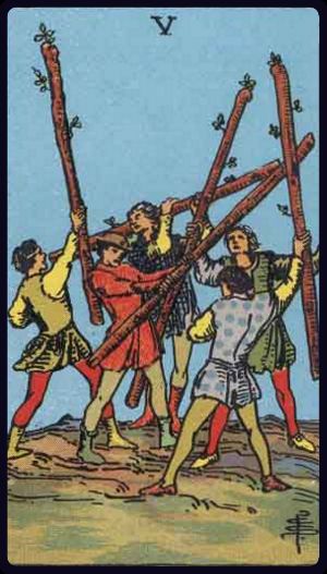 five of wands from the rider waite smith tarot