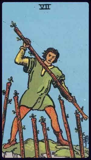 seven of wands from the rider waite smith tarot