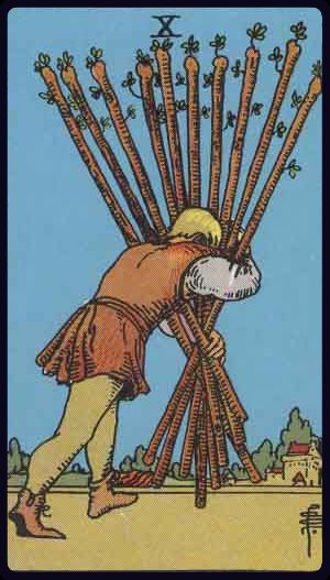 ten of wands from the rider waite smith tarot