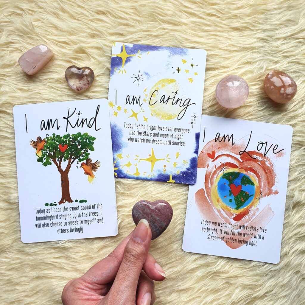 photo of three cards from the sunchild affirmation cards