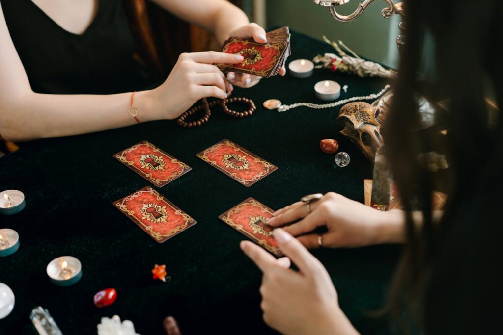 photo of two people doing tarot reading