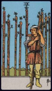 the nine of wands from the rider waite smith tarot