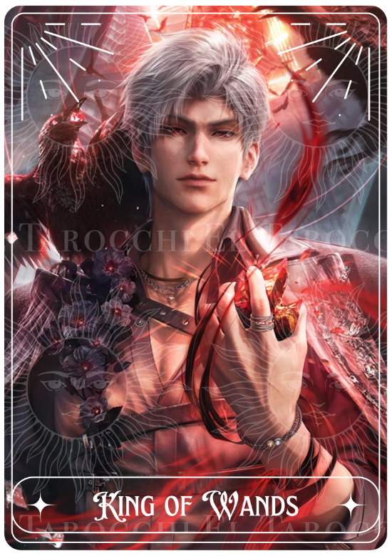 love and deepspace tarot card showing sylus as the king of wands
